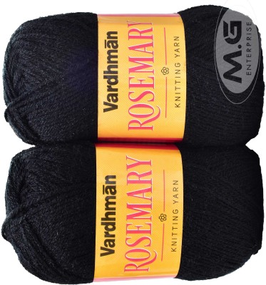M.G Enterprise Rosemary Black (500 gm) Wool Ball Hand knitting wool / Art Craft soft fingering crochet hook yarn, needle knitting yarn thread dyed- Q RN