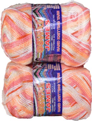 KNIT KING James Knitting Yarn Wool, Peach Mix Ball 400 gm Best Used with Knitting Needles, Crochet Needles Wool Yarn for Knitting