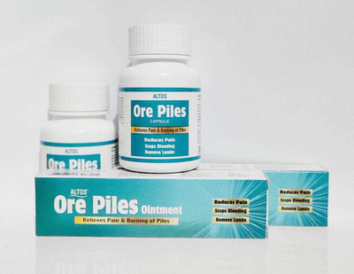 ALTOS Ore Piles |Piles Treatment 2 Months Pack | 60+60 Capsules | 30g+30g Ointment | Ointment Applicator(Pack of 4, 120 Capsules)