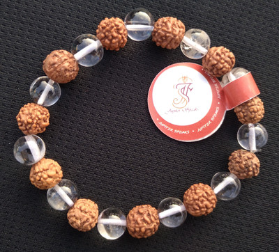 jupiter speaks Wood, Crystal Quartz Bracelet
