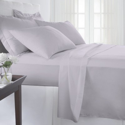 Pizuna 400 TC Cotton Queen Solid Fitted (Elastic) Bedsheet(Pack of 1, Voilet Grey)