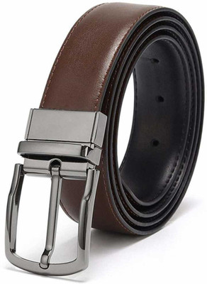 Grazy Boys Casual, Evening, Formal, Party Brown, Black Texas Leatherite Reversible Belt