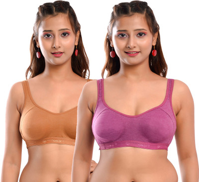 elina Women Sports Non Padded Bra(Brown)