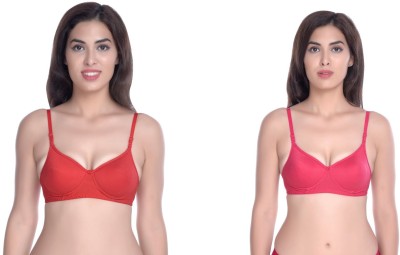 Norvia SeamlessPadBra Women Push-up Heavily Padded Bra(Red, Pink)