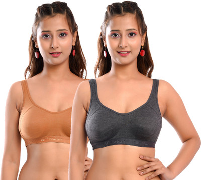 elina Women Sports Non Padded Bra(Brown)
