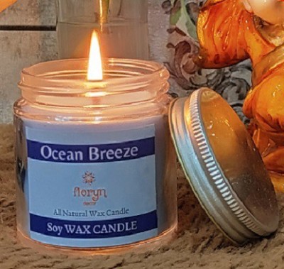 Floryn decor Soy Wax Candle | Scented Glass Jar Candle for Home Decor | Natural Wax Candle | Burning Time- 24 Hours | Scent: (Ocean Breeze, Pack of 1) Candle(White, Pack of 1)