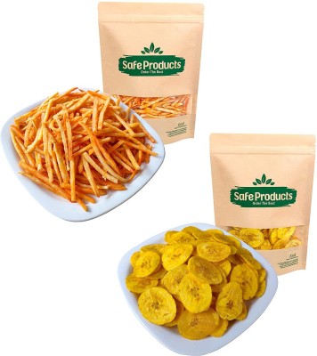 Safe Products Banana Chips and Spicy Tapioca Chips Combo 300g Each Total Weight 600g Chips(2 x 300 g)