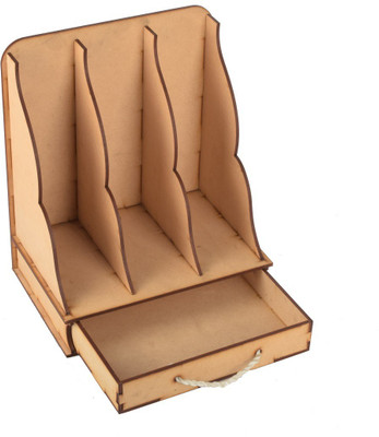 LAKHAJI 4 Compartments MDF FILE HOLDER, DESK ORGANIZER(Brown)