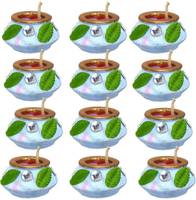 SKY TRENDS Ceramic Table Diya Set(Height: 3 inch)