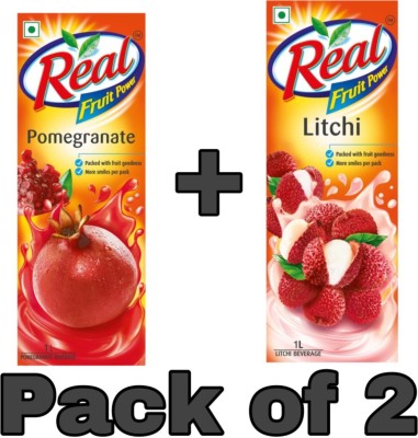 Real pomegranate juice and litchi juice(2 x 1 L)