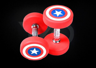HACKERX Captain America Premium Rubber Coated Dumbbell 5 kg (Set of 2 X 2.5kg ) Fixed Weight Dumbbell(5 kg)