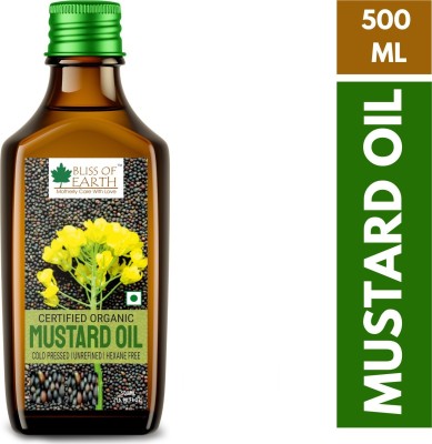 Bliss of Earth 500ML Certified Organic Mustard Oil For Cooking, Massage, Skin & Hair Mustard Oil Plastic Bottle(500 ml)