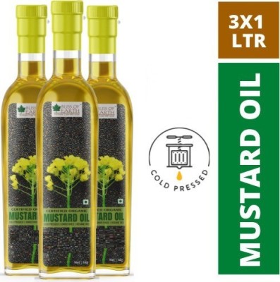 Bliss of Earth 3x1 LTR Certified Organic Mustard Oil For Cooking, Massage, Skin & Hair, Cold Pressed & Hexane Free Mustard Oil Plastic Bottle(3 x 1 L)