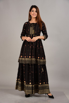 Fashion Culture Women Ethnic Top Skirt Set