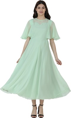 FASHION OF ART Flared/A-line Gown(Green)