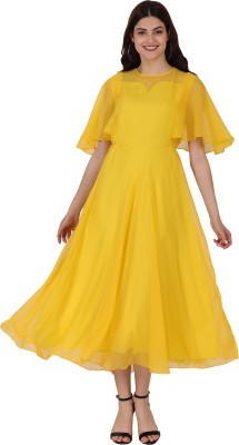 FASHION OF ART Flared/A-line Gown(Yellow)