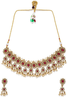Sukkhi Alloy Gold-plated Pink Jewellery Set(Pack of 1)