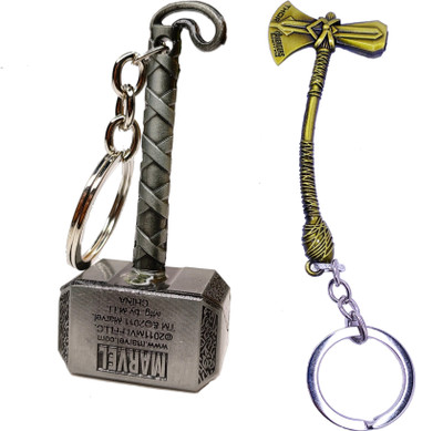 ANZ Multicolour Marvel Avengers thor axe strombreaker and thor hammer keychain (set of 2) Key Chain
