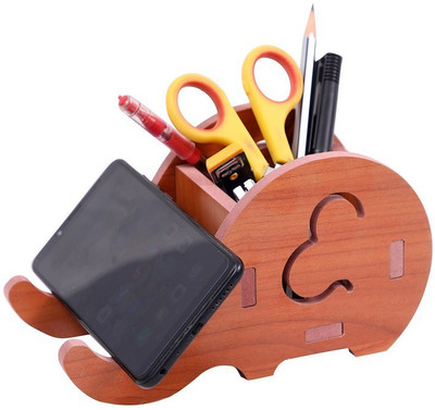 YIXT 1 Compartments Wooden Pen Holder(Red)