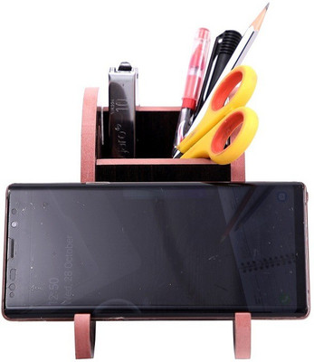 lkhaji 1 Compartments mdf wood pen stand(Black)