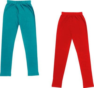 Indistar Legging For Girls(Red Pack of 2)