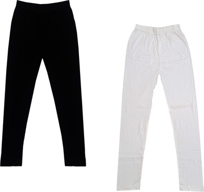 Indistar Legging For Girls(White Pack of 2)