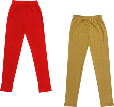 Indistar Legging For Girls(Red Pack of 2)