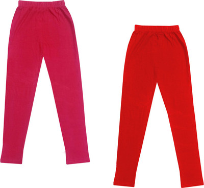 Indistar Legging For Girls(Red Pack of 2)