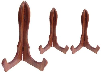 BROWNELL Wooden Plate Stand Shield Holder Platter Stand (1 Pc 8 inch & 2 Pc 6 Inch) Decorative Showpiece  -  3 cm(Wood, Brown)