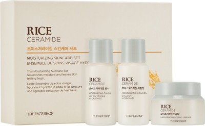 The Face Shop Rice & Ceramide Moisturizing Skincare Set,travel friendly skincare routine(78 ml)
