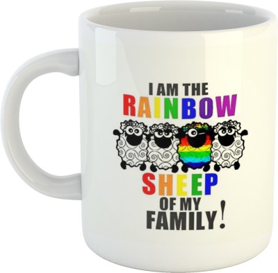 Divine Handicraft Rainbow Sheep of The Family Coffee - Best Gift for LGBTQ Friends / Community on Birthday / Pride Month (Ceramic) (Microwavable) (330 ml) Ceramic Coffee Mug(325 ml)