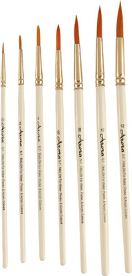 KABEER ART Arora Round Synthetic Painting Brush Set Of 7 Pcs(Set of 7, White)