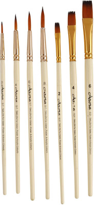 ARORA Round & Flat Mix Painting Brush Set of 7 Pc(Cream)