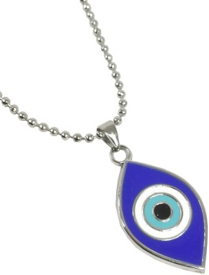 Uniqon Fancy & Stylish Trending Metal Stainless Steel Evil Eye Nazar Suraksha Kavach Locket Pendant Necklace With Ball Chain For Men's And Women's Gift Jewellery Set Stainless Steel