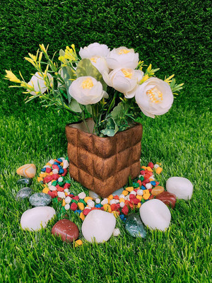 Niyara cube design small brown pot size-10 cm Plant Container Set(Ceramic)