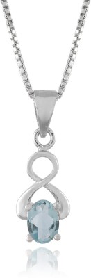 Femme Jam 925 Sterling Silver Natural Blue Topaz Gemstone Pendant & Chain For Women Topaz Sterling Silver Necklace
