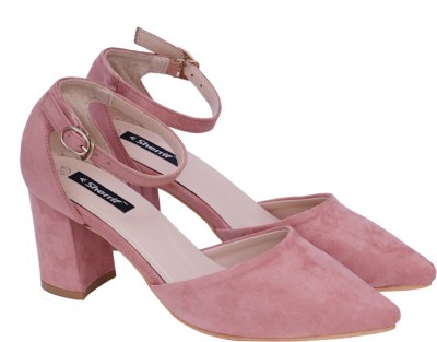 SHERRIF SHOES Pink Blocks Women Heels(Pink , 9)