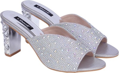 SHERRIF SHOES Women Heels(Silver , 2.5)