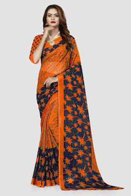 Vimalnath Synthetics Printed Bollywood Georgette Saree(Orange)