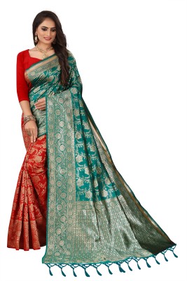 Turangam Export Woven Bollywood Pure Silk Saree(Multicolor)