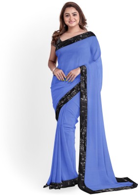 Arpita Fashion Embellished Bollywood Georgette Saree(Light Blue)