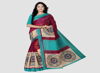 RUNAYA NX Checkered Bollywood Art Silk Saree(Light Green)
