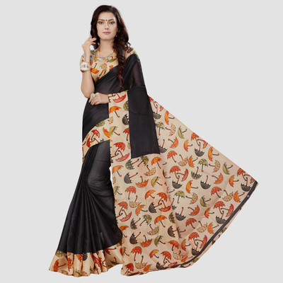 Vimalnath Synthetics Printed Bollywood Art Silk Saree(Black)