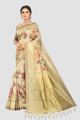 Vimalnath Synthetics Printed Bollywood Art Silk Saree(Grey)