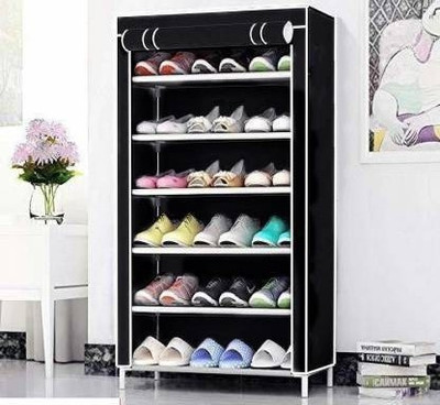 INSIDE STYLE Metal Collapsible Shoe Stand(Black, 6 Shelves, DIY(Do-It-Yourself))