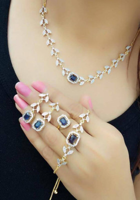 Aviate Alloy Gold-plated Red Jewellery Set(Pack of 1)