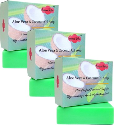 Soapure Tattva Aloe Vera & Coconut Oil Handmade Herbal Soap with Aroma of Natural Almond Oil (Pack of 3)(3 x 125 g)