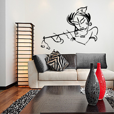 Divine studio 81 cm Krishna Wall Sticker Standard Size -81cmx62cm Color - Multicolor Self Adhesive Sticker(Pack of 1)