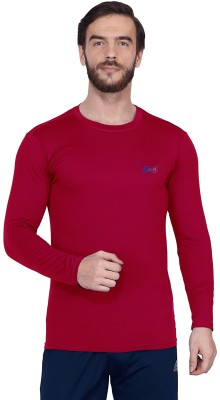 OJSR Solid Men Round Neck Maroon T-Shirt