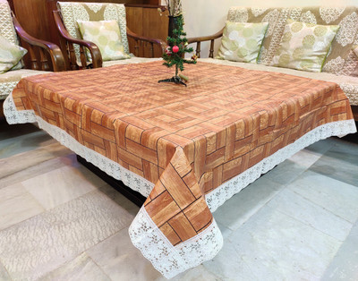 MONKDECOR Printed 2 Seater Table Cover(Orange, PVC)